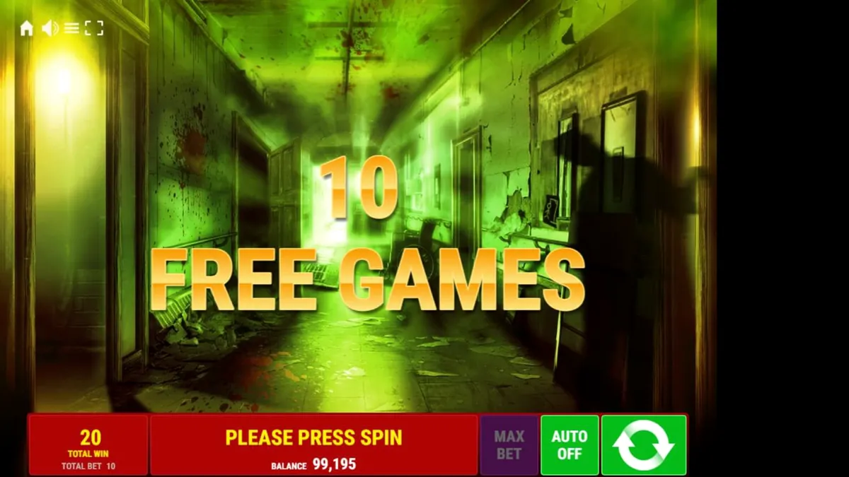 Tampilan visual slot Book of Madness Deluxe dengan tema rumah sakit jiwa yang mencekam